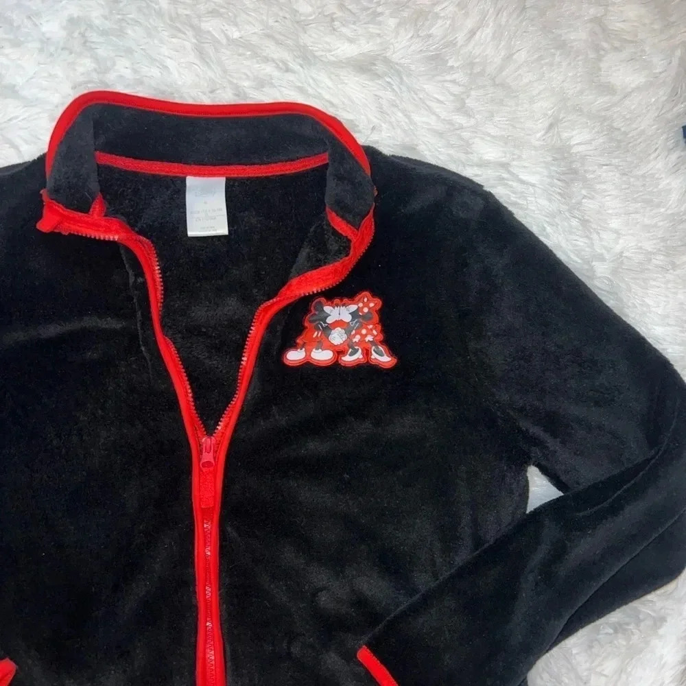 Disney Mickey Mouse and Minnie Mouse Kissing Fleece Zip Up Jacket size Medium